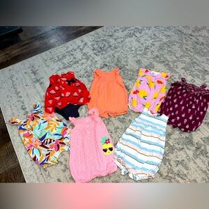 Bundle of Carters 9 month Baby Girl Rompers